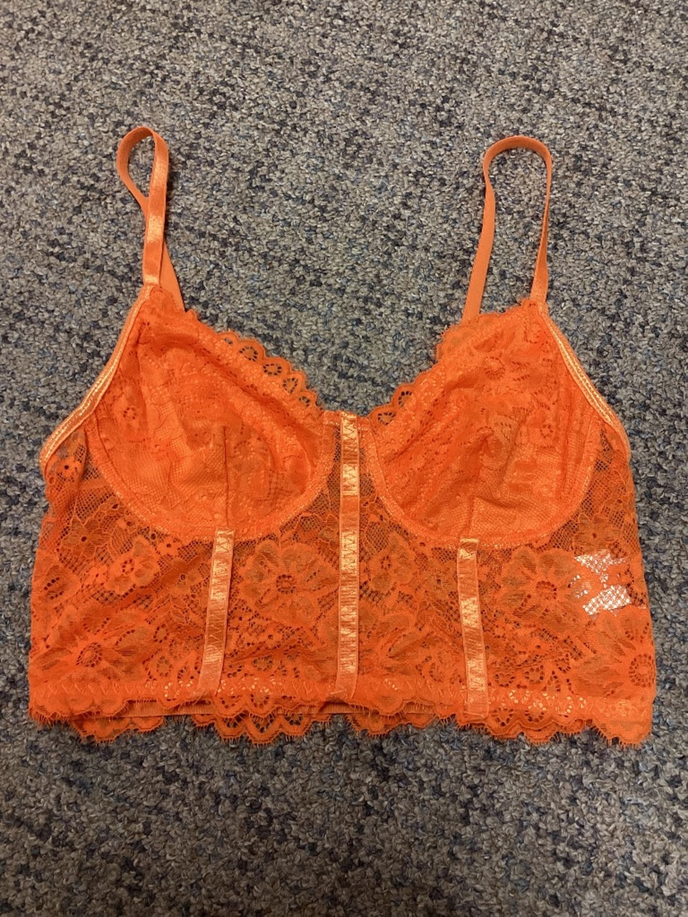 SHEIN Orange Lace Bralette Size Small NWOT